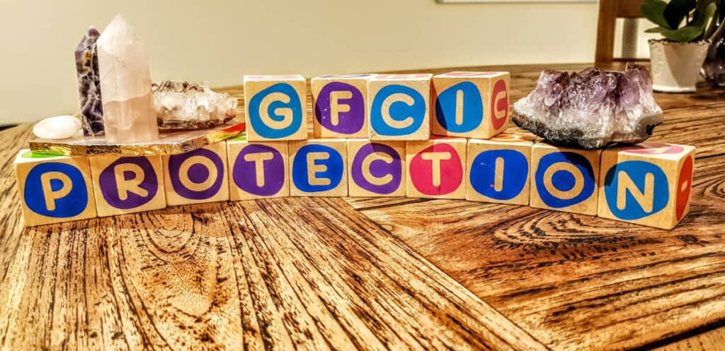 GFCI Protection spelled on wooden blocks