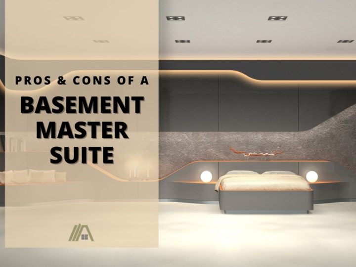 Gray themed master suite design in a basement; Pros & Cons of A Basement Master Suite