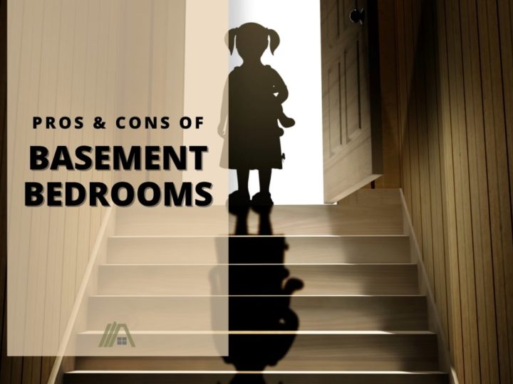 Silhouette of a little girl looking over a set of stairs leading down to a dark room; Pros and cons of basement bedrooms