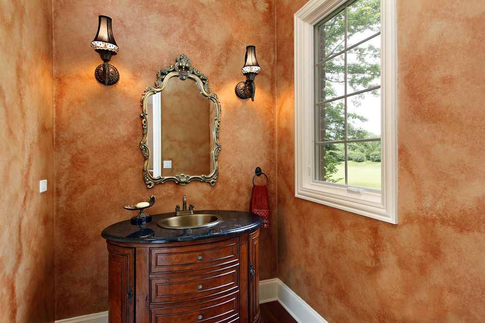 Powder room with oval sink 