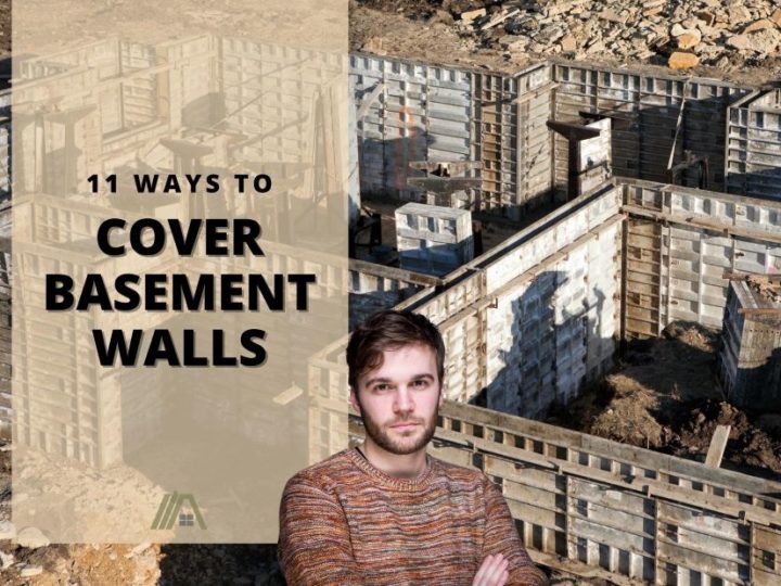 man wearing sweater crossing his arms; basement under construction; 11 Ways to Cover Basement Walls (Budget options included)