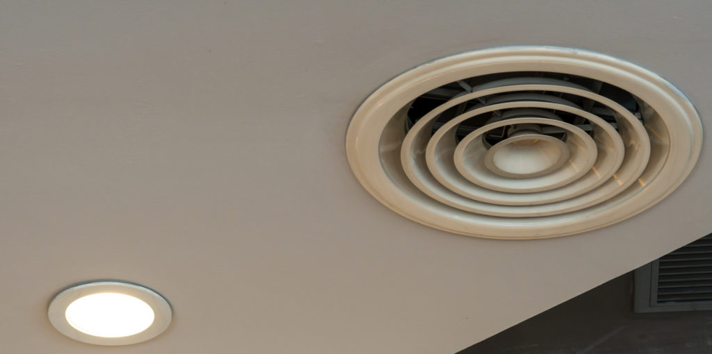 Air duct on ceiling in the mall or hospital