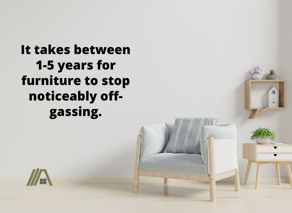 It takes between 1-5 years for furniture to stop noticeably off-gassing