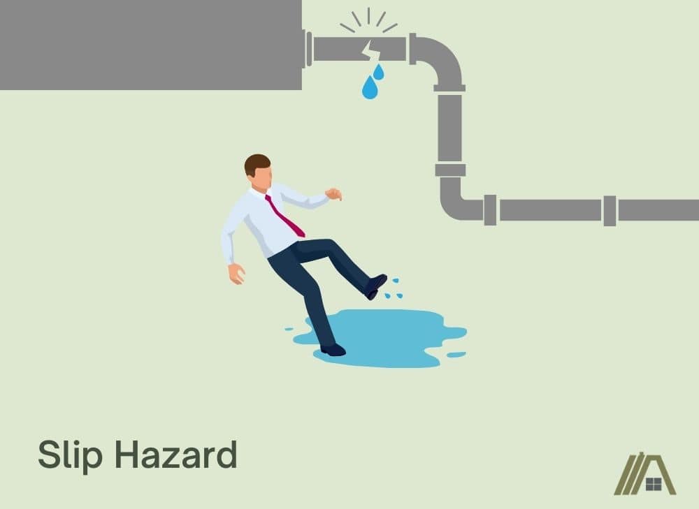 Illustration of a man who slipped due to the leaking duct