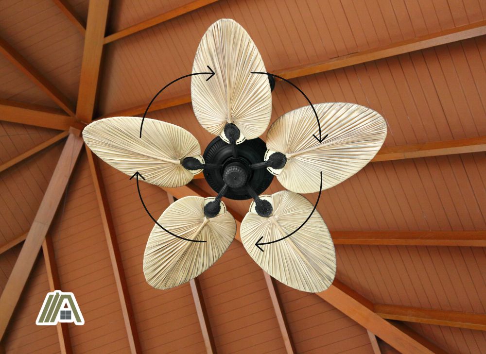 modern ceiling fan moving in clockwise direction