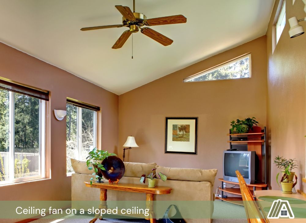 Ceiling fan on a sloped ceiling