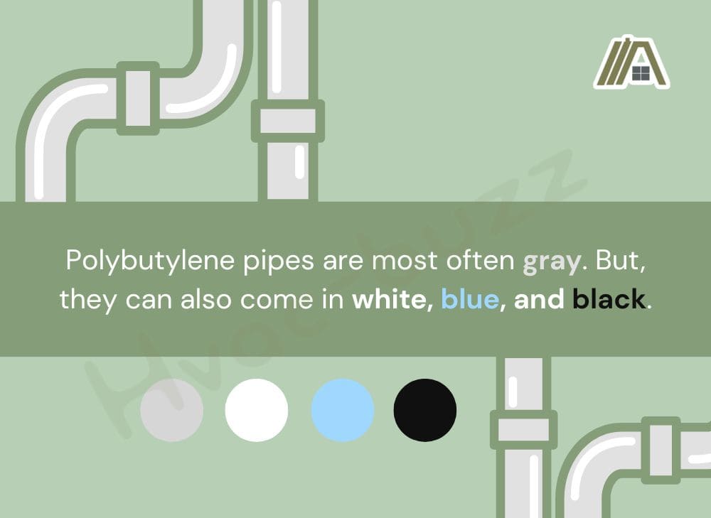 Possible colors of Polybutylene Pipes; gray, white, blue and black