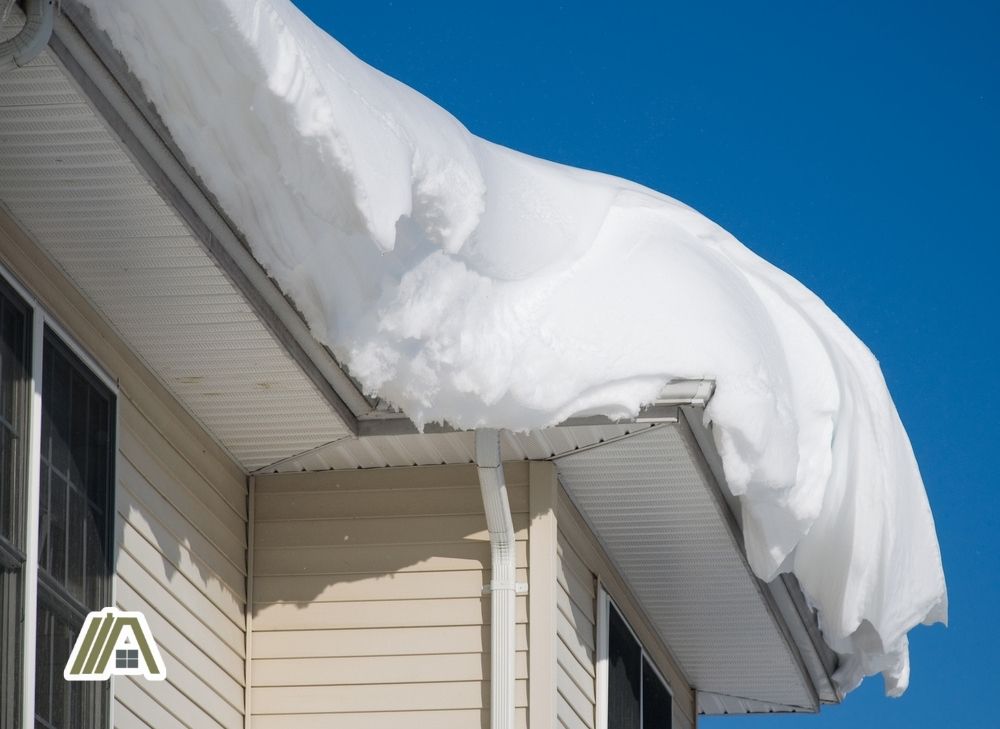Snow on the roof of a house