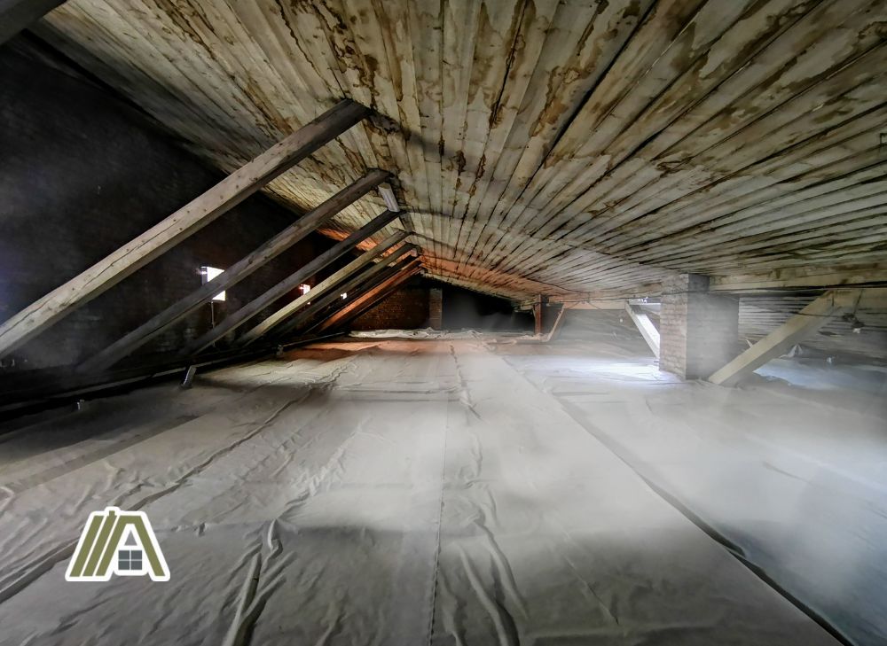 Air inside an old attic made of wood