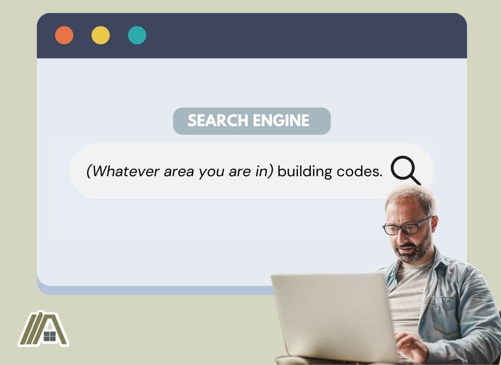 Man looking up building codes in certain areas through a search engine