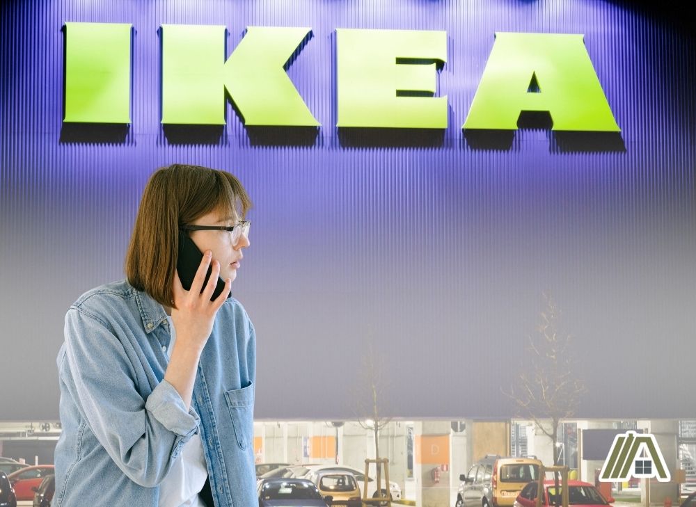 Woman talking on phone regarding IKEA concern