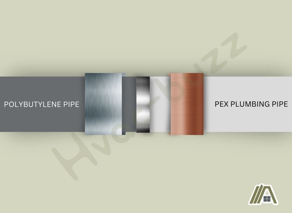 Illustration of Polybutylene Pipes connected to a PEX plumbing pipe