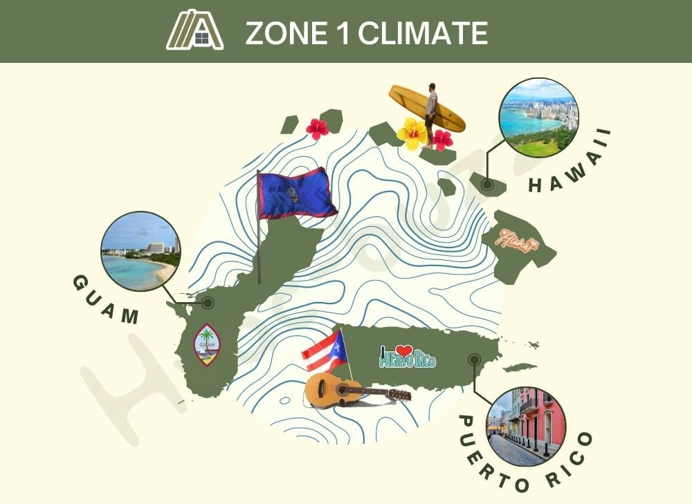 Zone 1 climate in United States: Hawaii, Guam and Puerto Rico