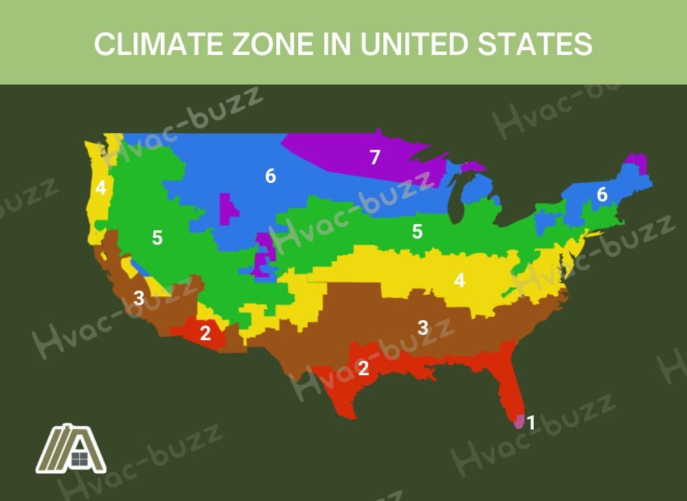 Climate zone map in the United States