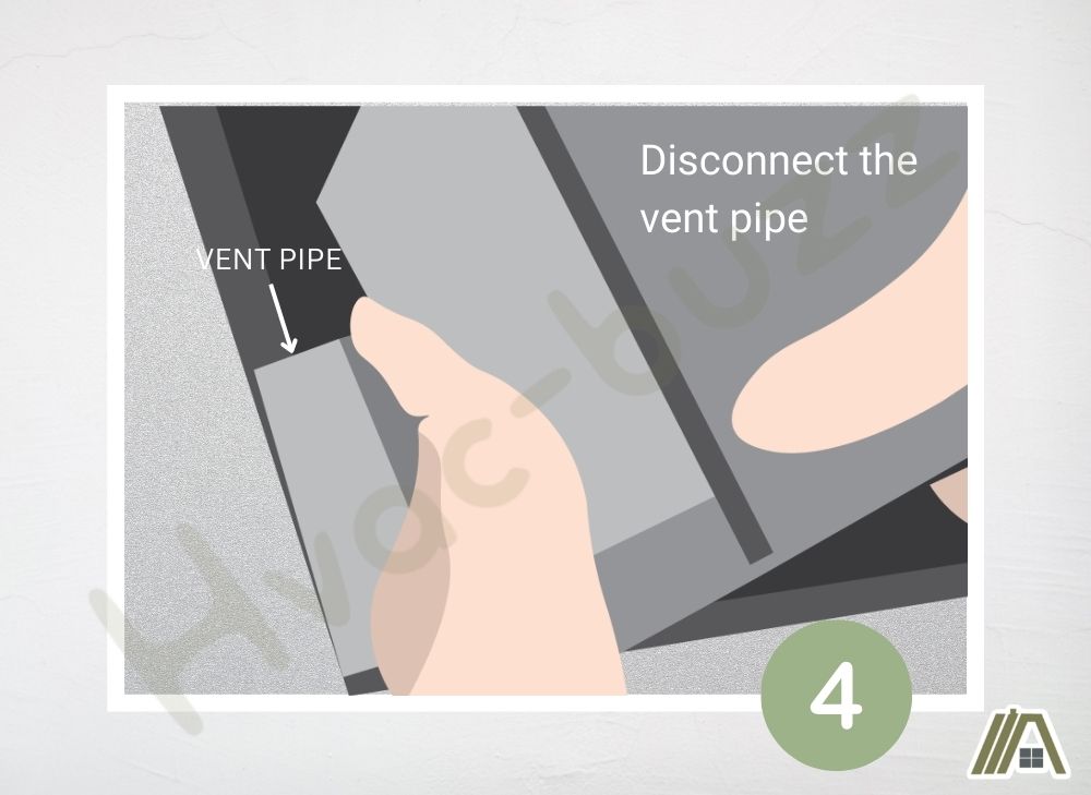 Disconnect the vent pipe of the housing for the bathroom exhaust fan illustration