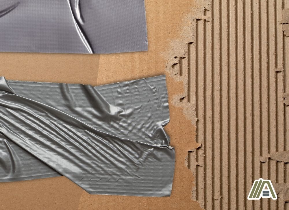 Duct tape used on a cardboard