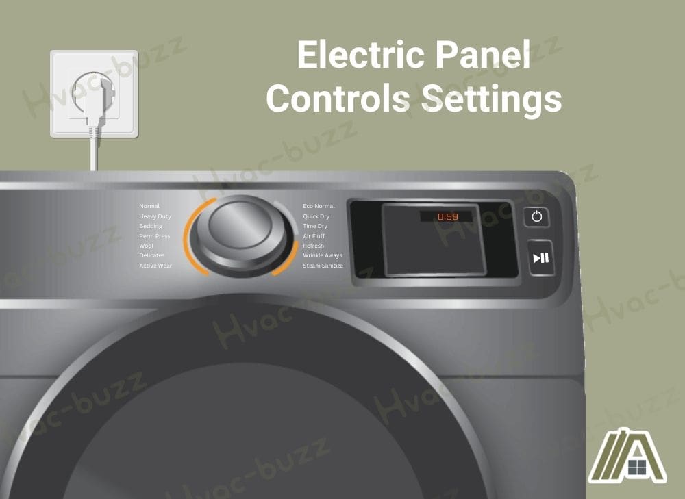 Electric Panel Control Settings of a gas dryer illustration