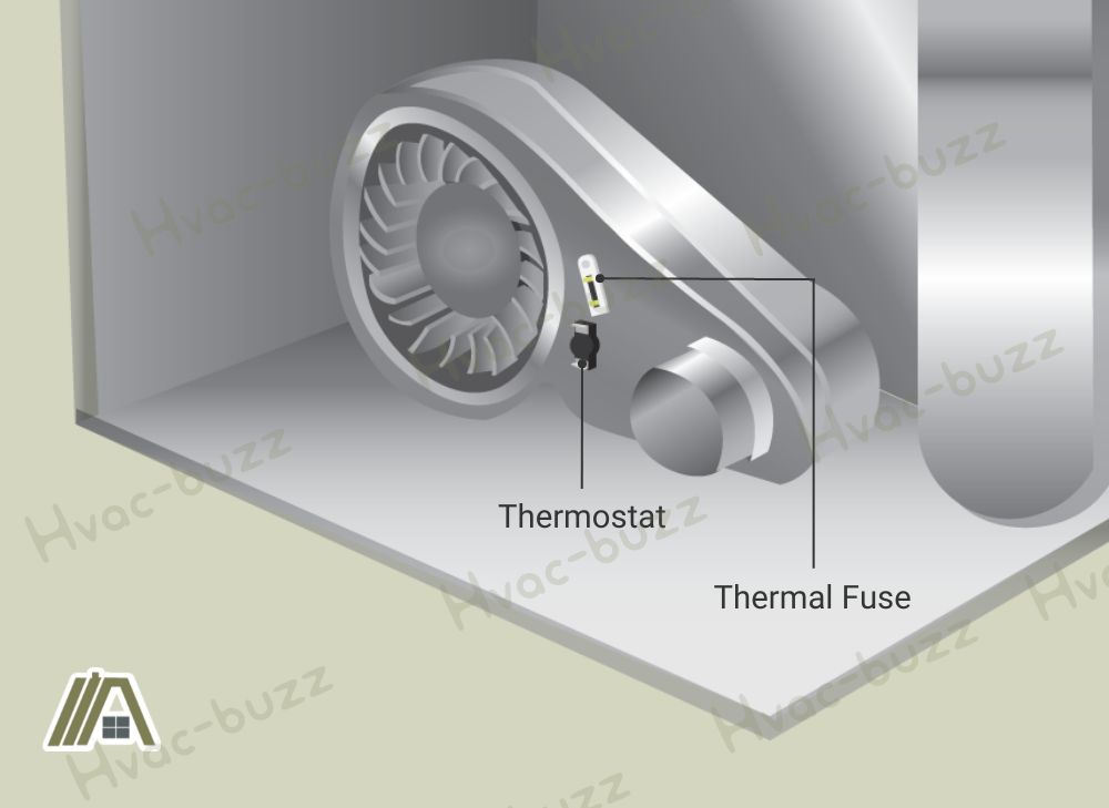 Gas-dryer-thermal-fuse-and-thermostat-attached-to-the-blower