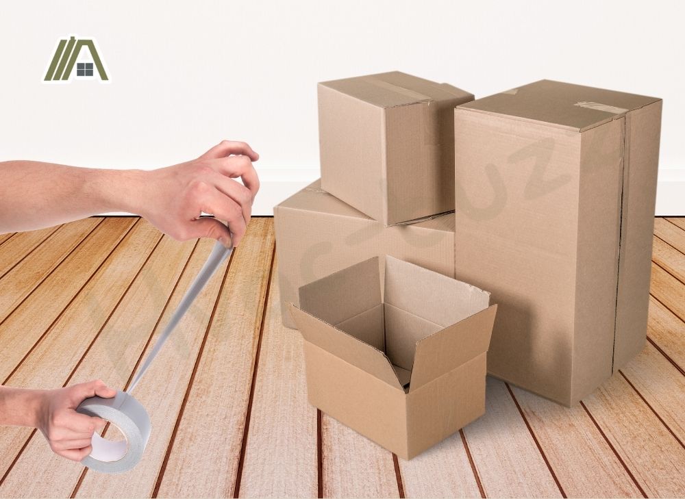 Packing boxes using a duct tape