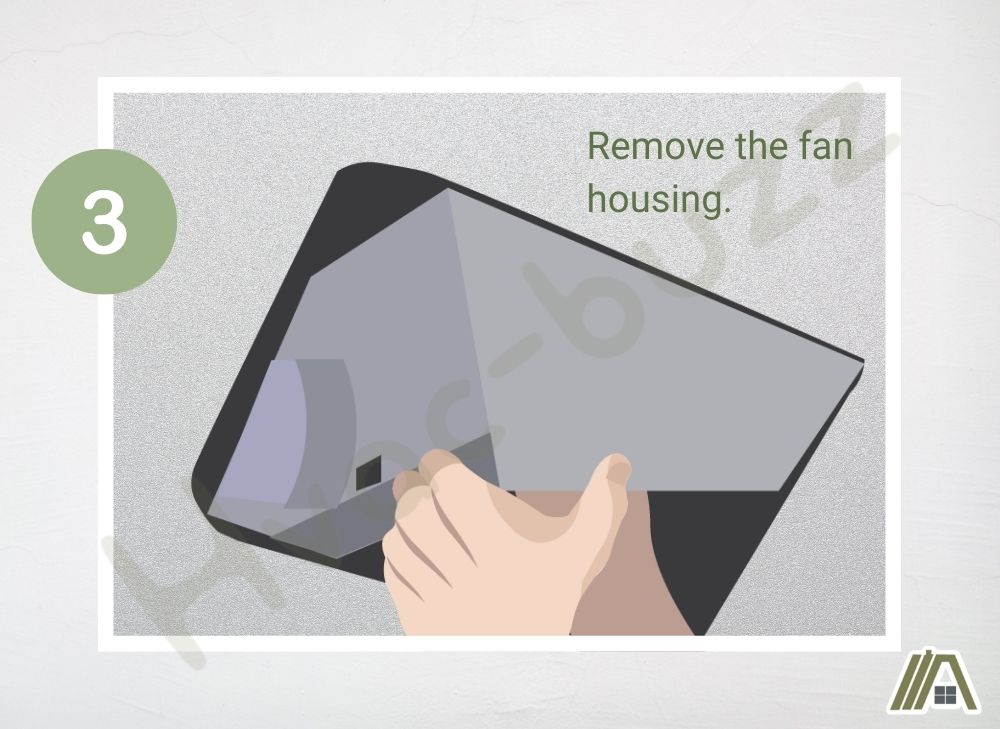 Removing the housing of the bathroom exhaust fan illustration