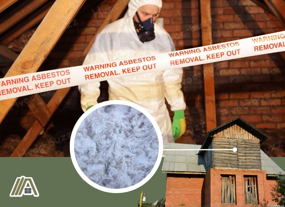 Man in PPE removing asbestos in an old house